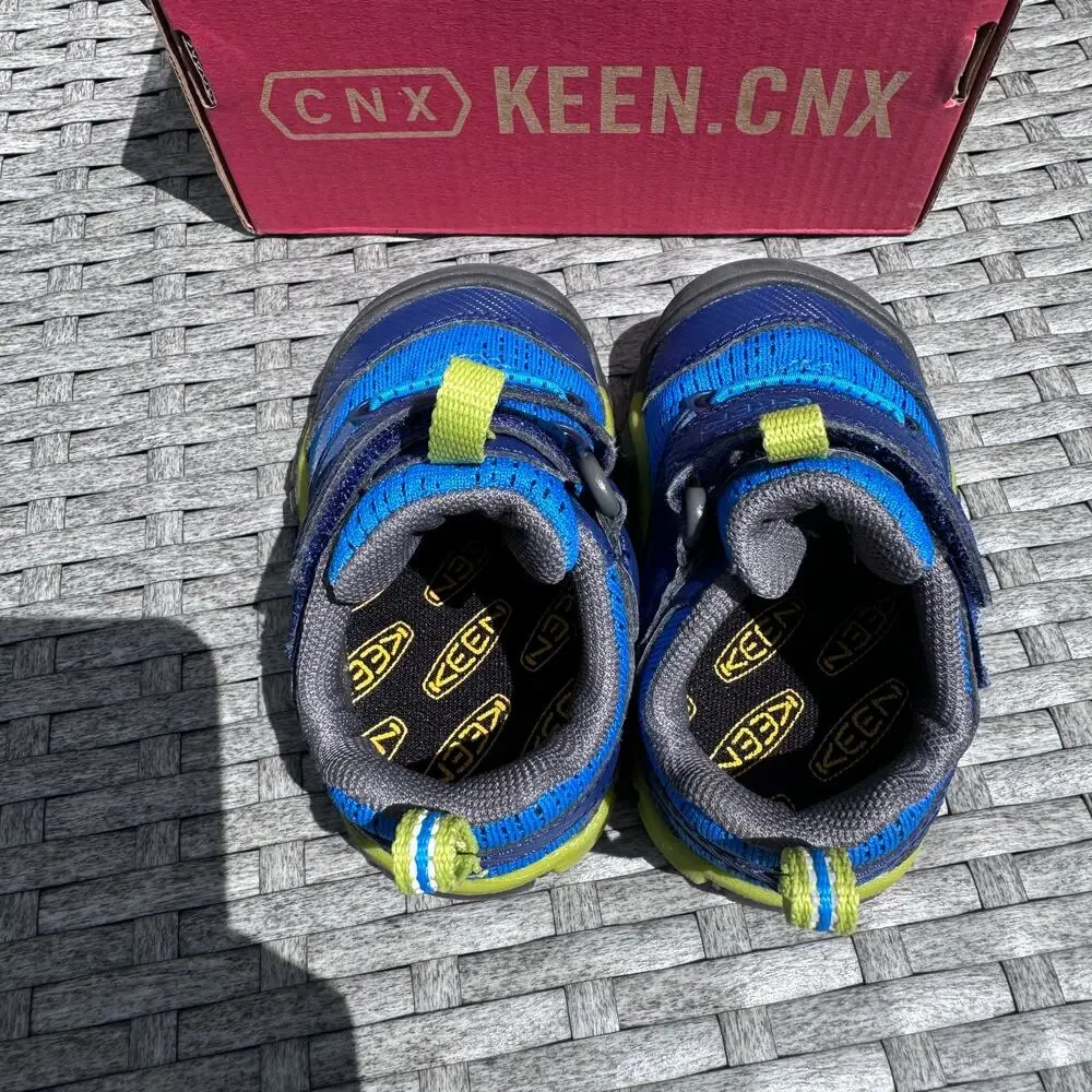 Keen Chandler CNX Hiking Shoes Mesh Bungee‎ Lace Blue Green Kids Toddler Size 4